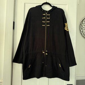 St. John Sport By Marie Gray Women's Full Zip Hooded Black Jersey Jacket Sz M